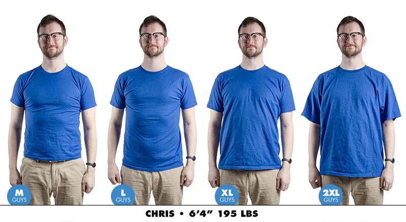 سایز بندی تی شرت مردانه